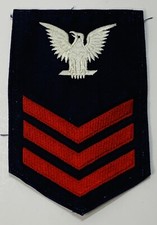 Vtg Badge Patch Embroidered Eagle Stripes US Coast Guard Petty Officer 1st Class