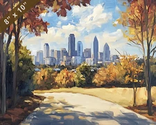 Charlotte skyline oil painting 8x10 Print