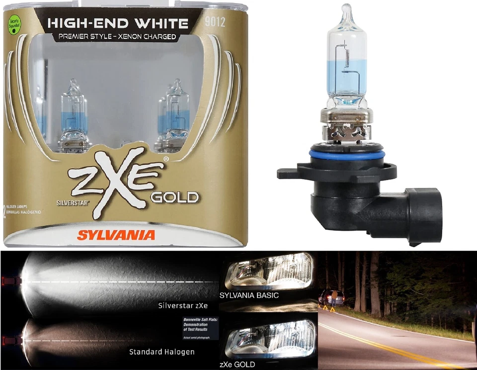 Sylvania Silverstar ZXE Gold 9012 HIR2 55W Two Bulbs Headlight Stock Made in USA - Image 2 of 4