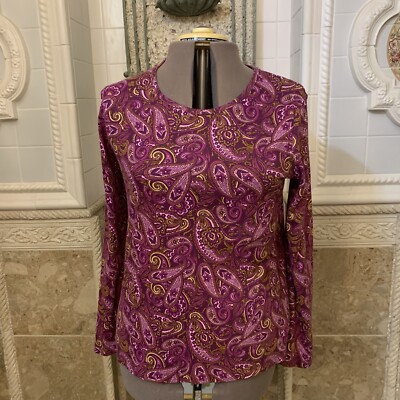 White Stag.  Sz XL 16-18.  Purple Paisley Pullover.  Long Sleeve.  Cotton.  B60.