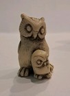 WONY Owls Italy Vintage Carved Resin Horned Mother & Baby Owls Set Of 3 — photo 8