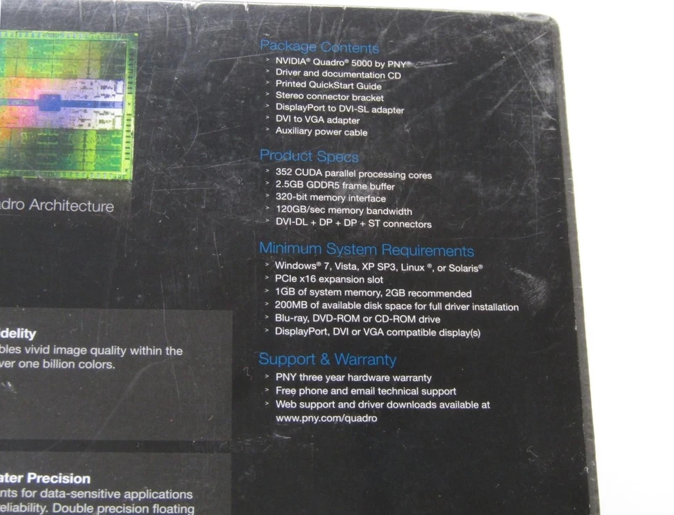 New NVIDIA Quadro 5000 PCIe x16 2.0 320-Bit Graphics Card | 2.5GB GDDR5 513MHz - Image 3 of 4
