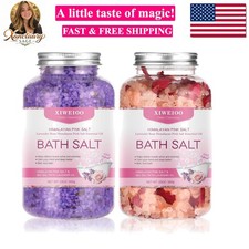 Bath Salts kit Himalayan Pink Salt -46 oz, Pack of 2 Natural Epsom Salt Rose,...