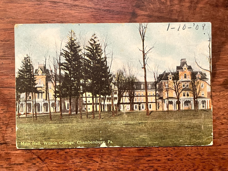 Main Hall Wilson College Chambersburg PA Printed Postcard Detchler Posted 1909