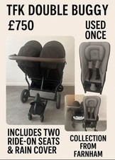 TFK Double Buggy with Two Attachment Seats and Rain Cover New Condition No Box