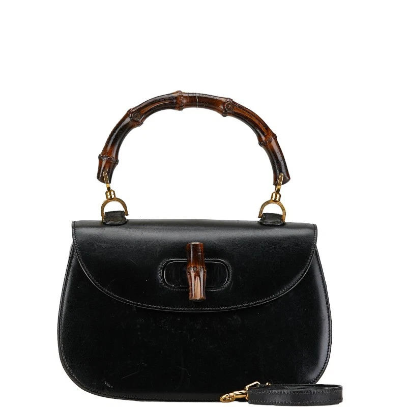 Sac à main bandoulière Gucci bambou 2 voies 000 2684 0633 cuir noir r8_0404