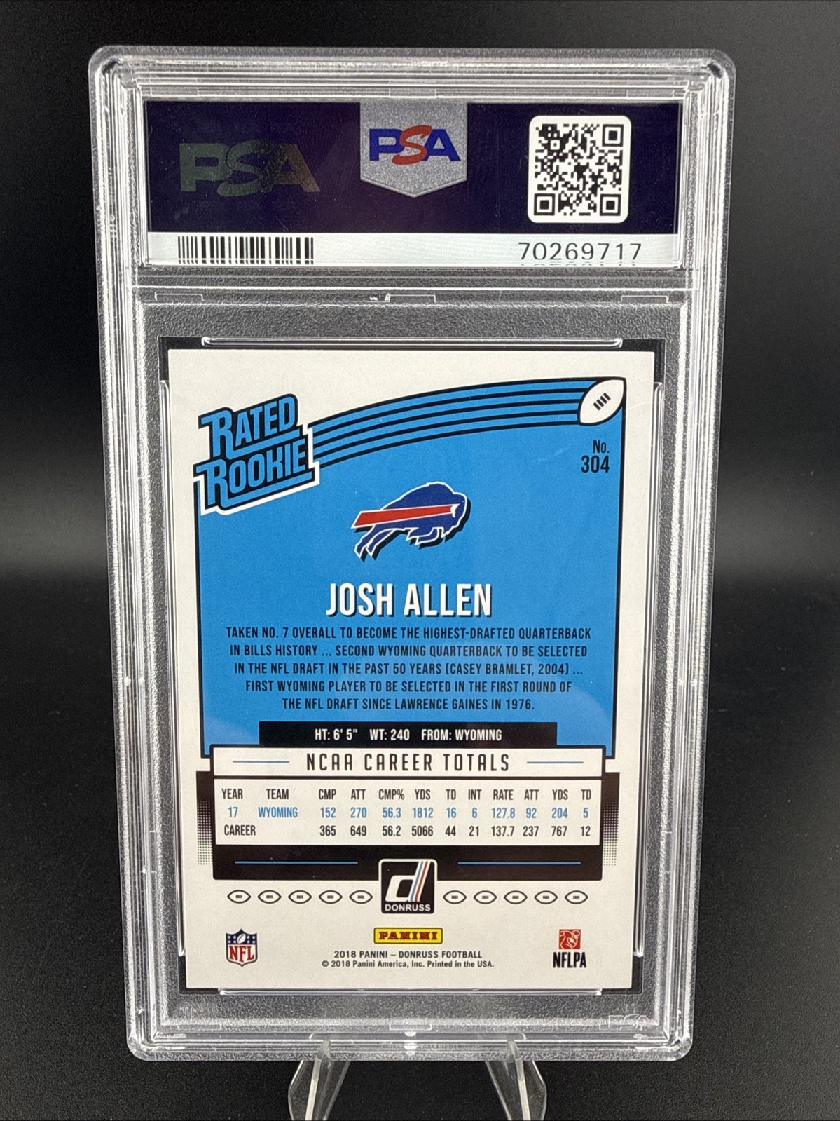 2018 Panini Donruss Josh Allen #304 Mint 9 PSA view 2