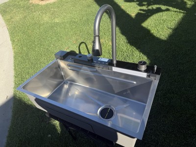 Modern Multifunctional Stainless Steel Drop-In Kitchen Sink with Faucet Silver