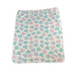 Vintage 90s Carter s Teddy Bear Baby Blanket Pastel Blue Pink Green 100 Cotton