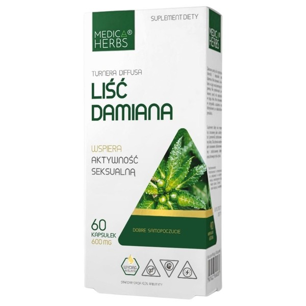 Medica Herbs Damiana Blatt 600Mg - DamianabläTter Extrakt - 60 Kapseln-image