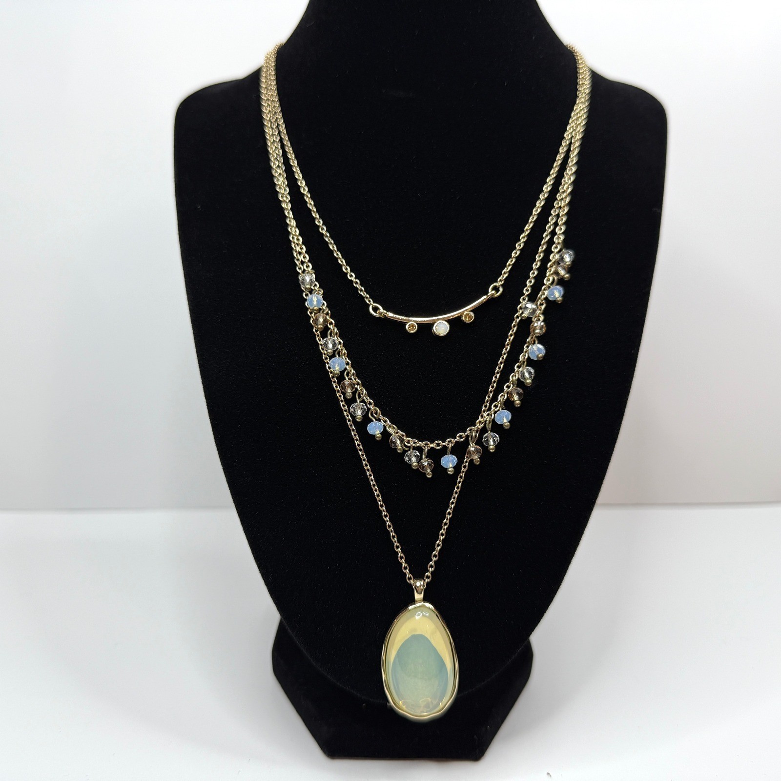 Multi-Strand Layered Statement Necklace Gold Tone… - image 7