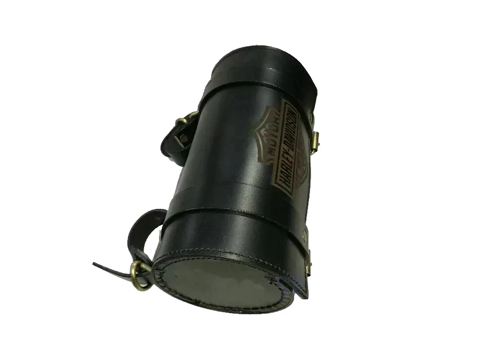 PURE LEATHER TOOL BAG ENGRAVED FOR HARLEY DAVIDSON MOTORCYCLE IN BLACK COLOR Foto 2 de 4