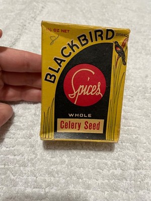 VTG Blackbird Brand Spices Spice Box Whole Celery Seed  Lauren Co. NE Read