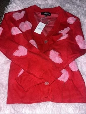 Red Pink Heart Holiday Sweater Vest Size XS 33 Degrees Christmas