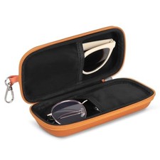 Double Eyeglasses Case Hard Shell Dual Sunglasses Organizer with Zipper Orange