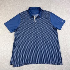 Nike Dri-Fit Polo Shirt Mens XL Blue Geometric Pattern Short Sleeve Golf