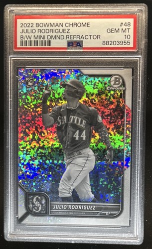 2022 Bowman Chrome Julio Rodriguez B&W Mini Diamond Refractor RC #/199 PSA 10