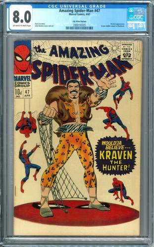 Amazing Spider-Man 47 CGC 8.0 OWW UK Price Variant! Kraven!