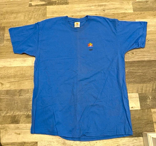 Salt Lake 2002 Olympics Olympic Rings Double-Sided Blue Graphic S/S Tee Men's XL - product listing photo