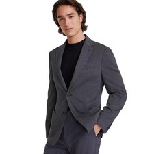 Calvin Klein Men's Grey Solid Knit Slim-Fit Casual Comfort Sport Coat Size 36R