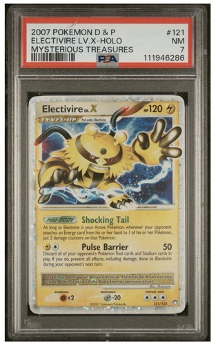 2007 POKEMON DIAMOND & PEARL MYSTERIOUS TREASURES ELECTIVIRE LV.X-HOLO PSA 7