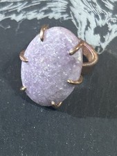 Gigantic Gorgeous Lepidolite Cabochon Ring Copper Band Size 7.25 New Handmade