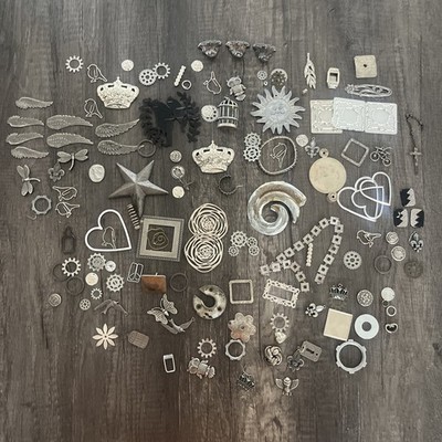 Vintage Jewelry Findings Lot 137 Pc Steampunk Gears Wings Crowns Sun Charms