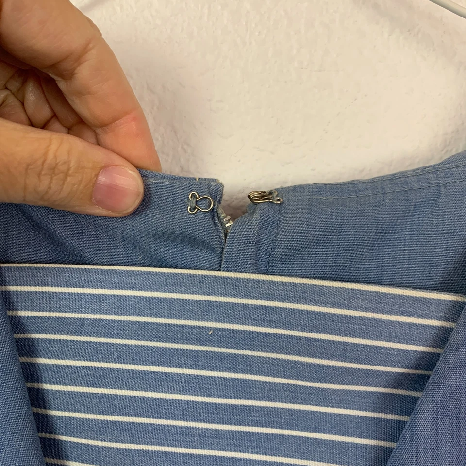 Vintage 60s Lois Ann Jr Dallas Denim Short Sleeve Twee Mrs Maisel Dress Chest 34 - Image 4 of 4