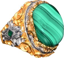 925 Sterling Silver Natural Malachite Ring Handmade