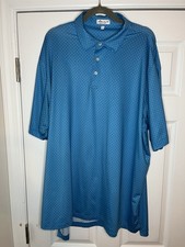 Used Peter Millar Summer Comfort Polo. Blue With Dots Pattern. XXL
