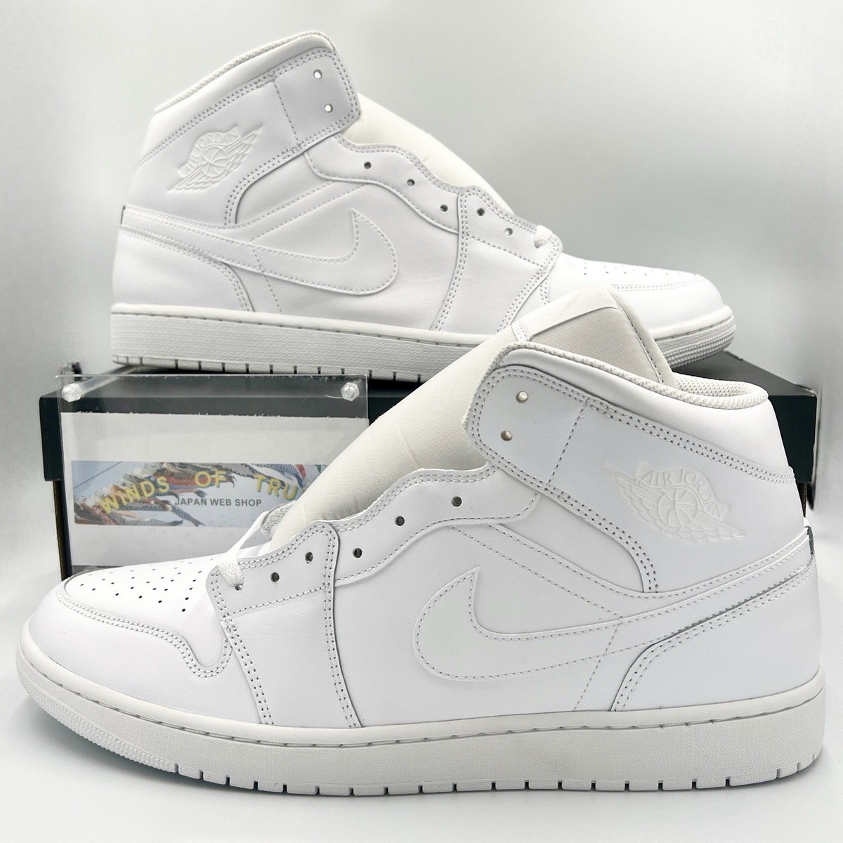 Nike Air Jordan 1 Mid Triple White 554724-136 Men's Sneakers