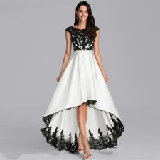 Elegant Black Lace Wedding Dress Scoop Neck Sleeveless Zipper Back High/Low Gown