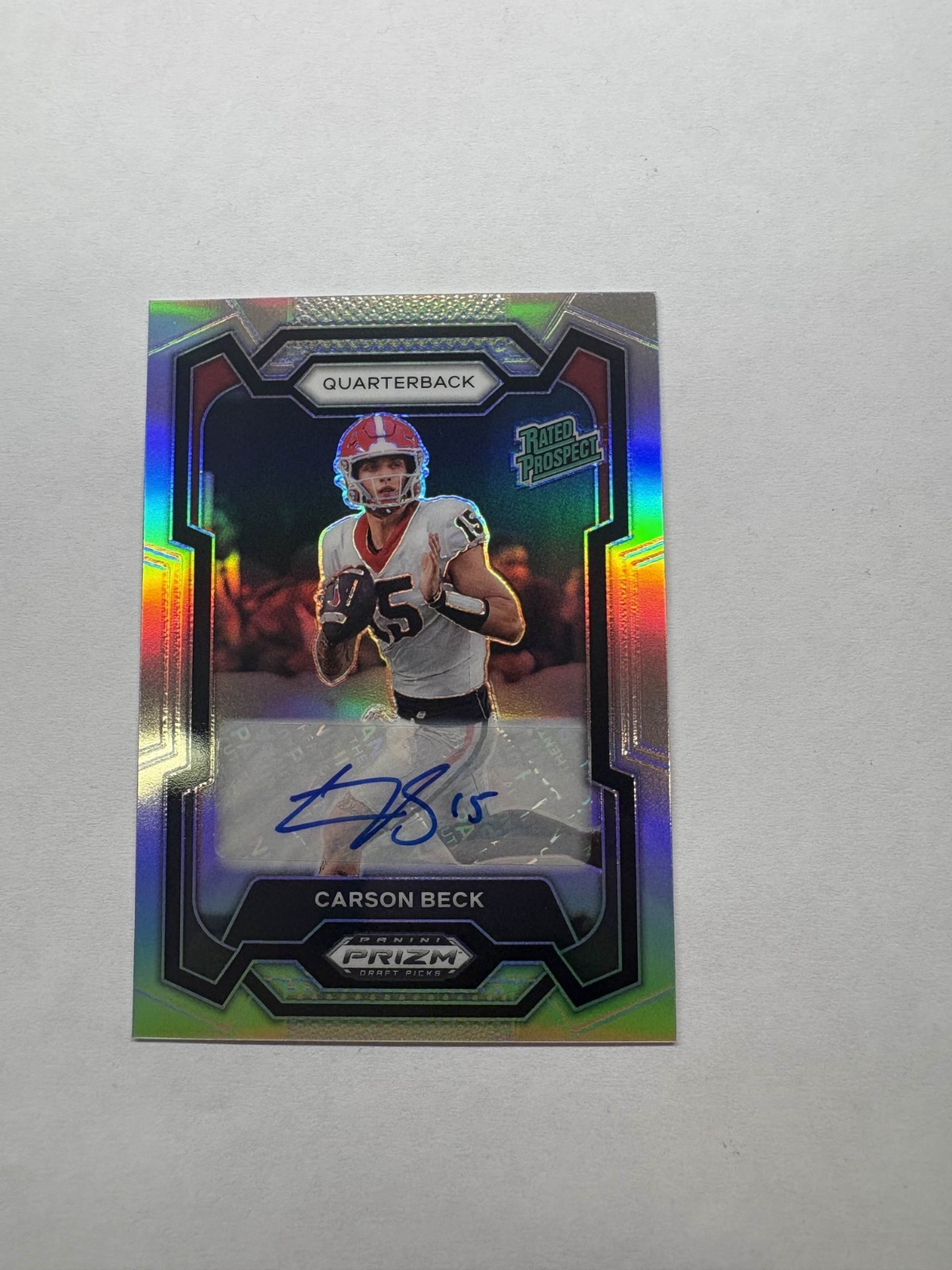 2024 Panini Prizm Draft Picks Rated Prospect Carson Beck #130 Silver Prizm Auto