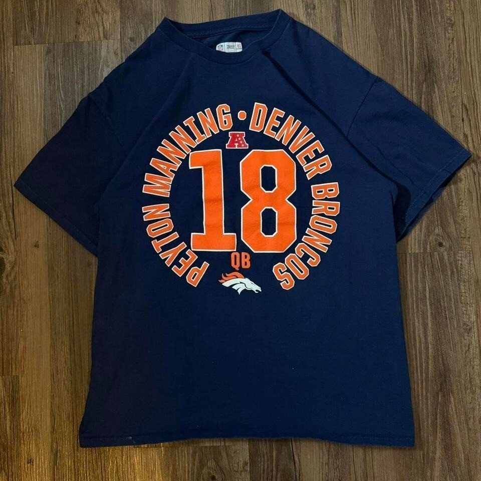 Peyton Manning Denver Broncos #18 NFL Football T Shirt Team Apparel L