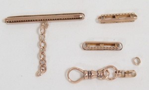 Vintage/Old or Antique 10K Solid Gold Pocket Watch Chain Parts & Clip.  8.45g