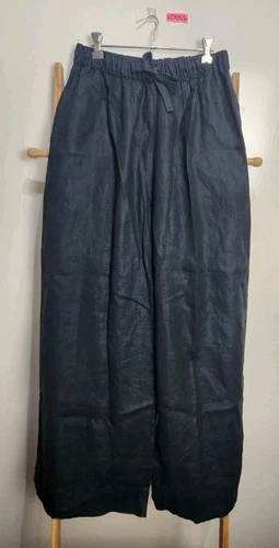 Faithful The Brand Black Wide Leg Linen Pants Size 10