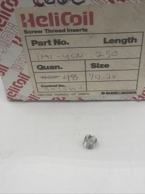 QTY 25, HELI-COIL, 1191-4CN250, MS124656, 1/4-28 UNF 1D, NOS