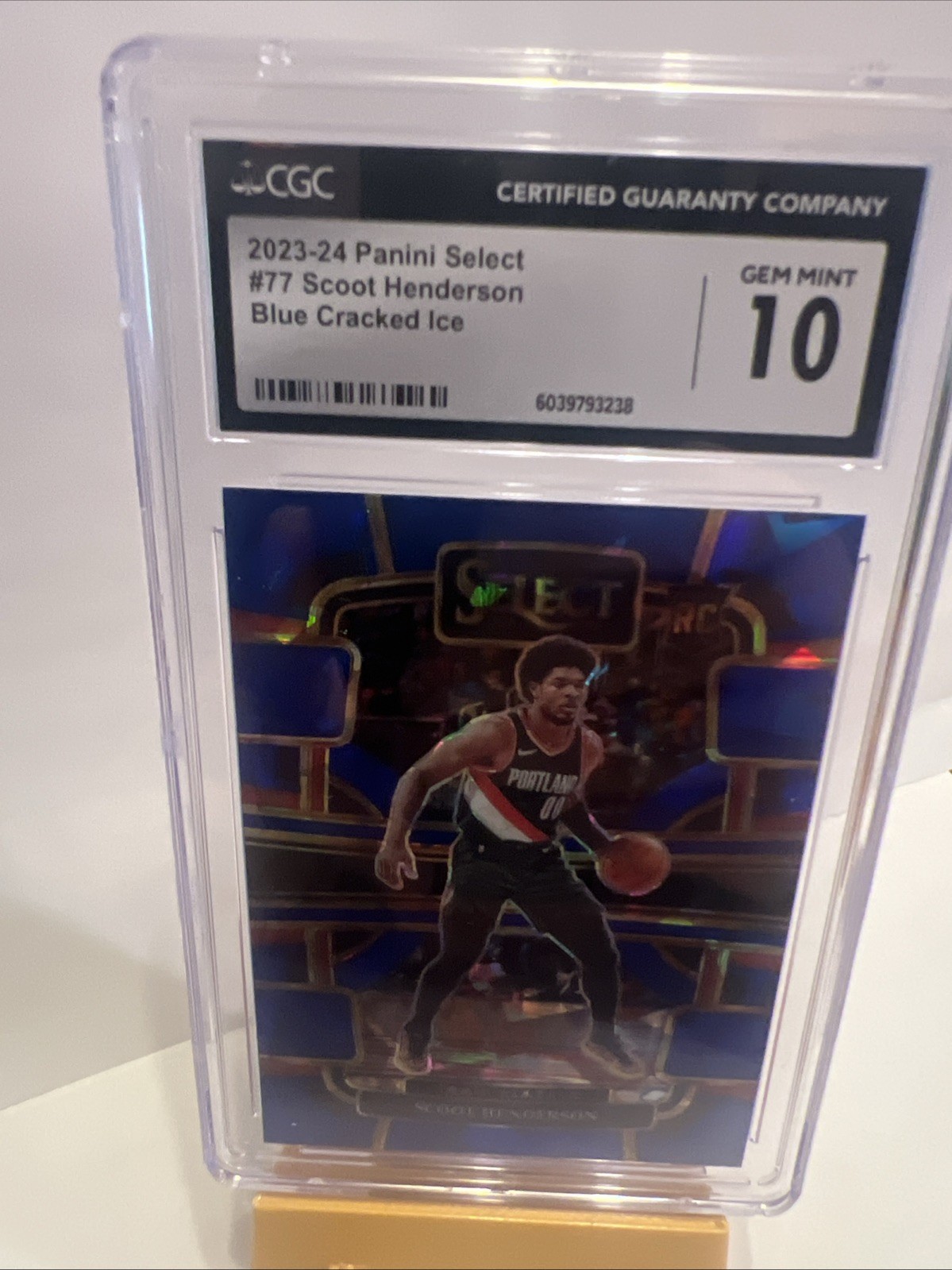 2023-24 Panini Select - Scoot Henderson #77 Blue Cracked Ice Prizm (RC)