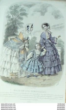 1853 Ladies Shop Fashion Engraving #5 (Watercolor Old Fashion Plate)