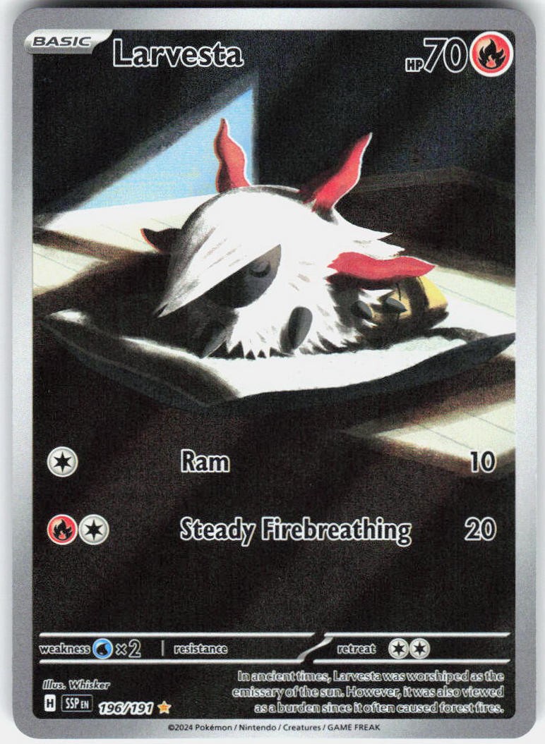 Larvesta 196/191 Illustration Rare Surging Sparks Pokemon Holo