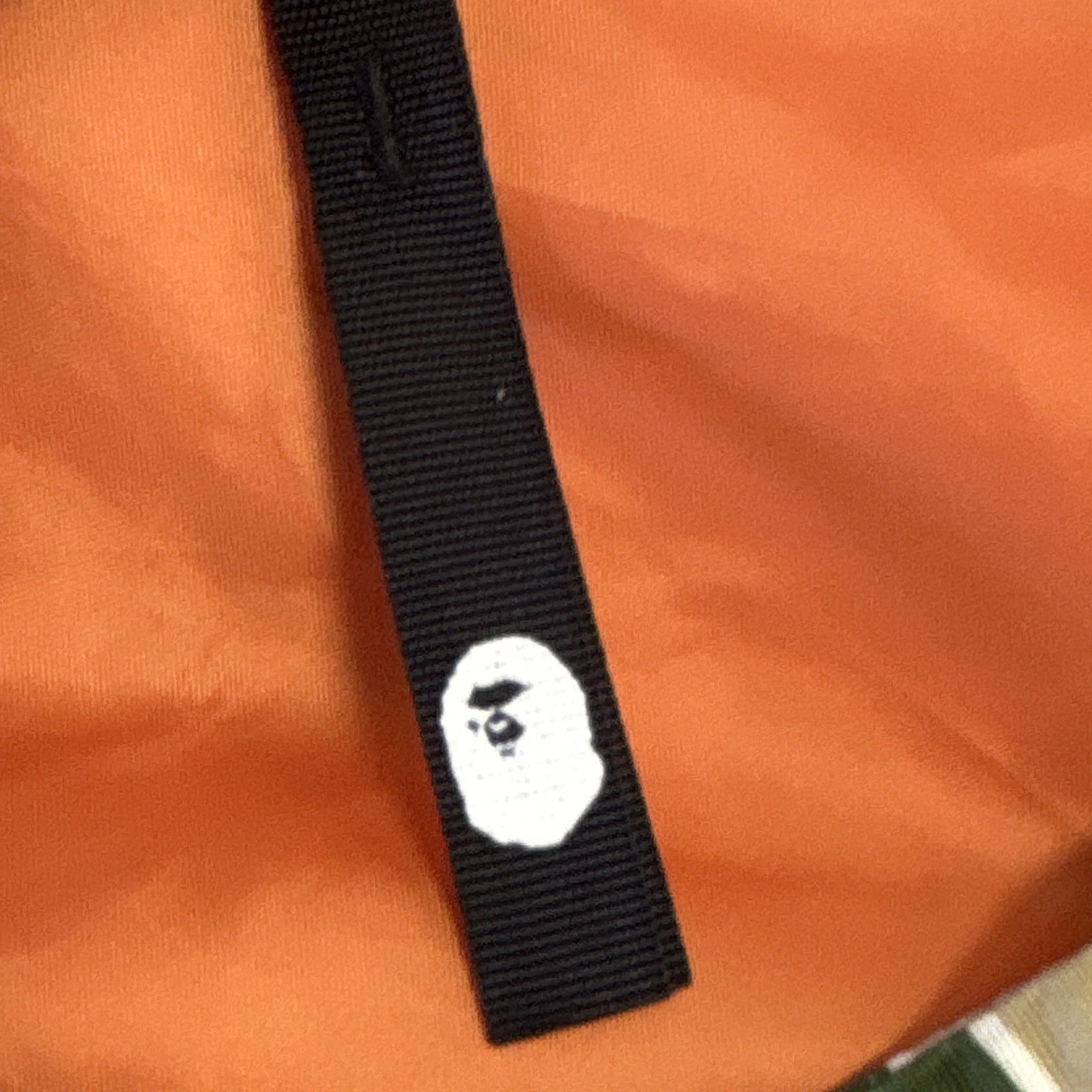 A Bathing Ape BAPE Camo Hooded Windbreaker Jacket Orange Lining Mens L - product detail image 4