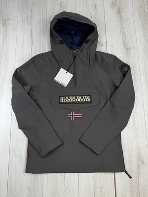 Napapijri Rainforest Anorak Men's Size S Grey Hooded Pullover Jacket - New With 