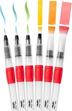 Watercolor brush pens set 6 pc multicolor nylon bristles fine detail broad