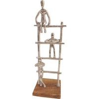 Statue Aluminium Mangoholz 40 Cm Hoch B: 13 Cm In Silber Deko Tisch Tischdeko
