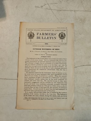 Antique 1915 USDA Farmers Bulletin 695 Outdoor Wintering Of Bees