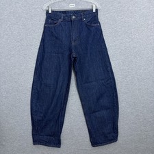 Zara Women's Size 4 Dark Wash Blue Denim High Waisted Barrel Leg Wide Jeans