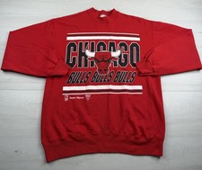 Vtg Team Hanes Chicago Bulls Crewneck Sweatshirt Red Jordan Era 90s Y2K Mens L