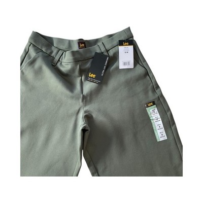 Lee Women's Any Wear Wide Leg Work Pants Olive Green Ultra Lux Comfort Size 8