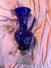 Vase Bleikristall blau ca. 40 cm