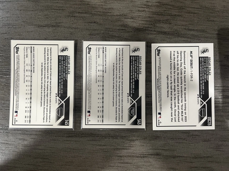 2023 Topps Series2/Chrome/Update Series Oscar Colas #145/545/USC215 CHI WhiteSox - Image 2 of 2